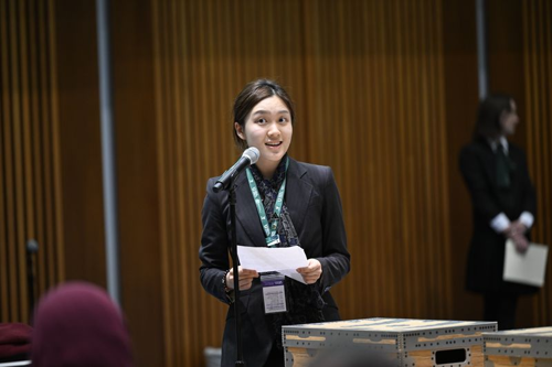 Ivy speaking at the National Youth Parliament